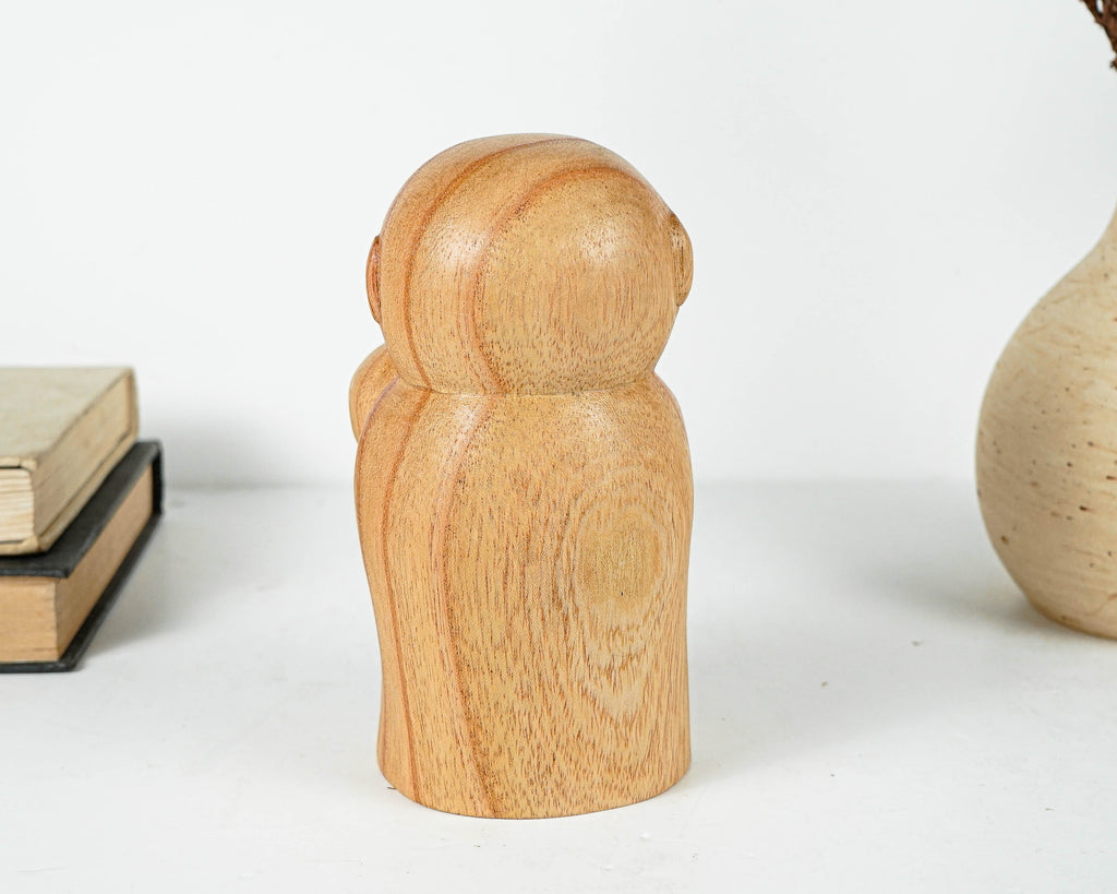 Mother and Son Jizo Statue, Buddha Sculpture, Wood Figurine, Wooden Jizo, Office Decor, Handcrafted Gift, Table Decoration, New Mom Gift