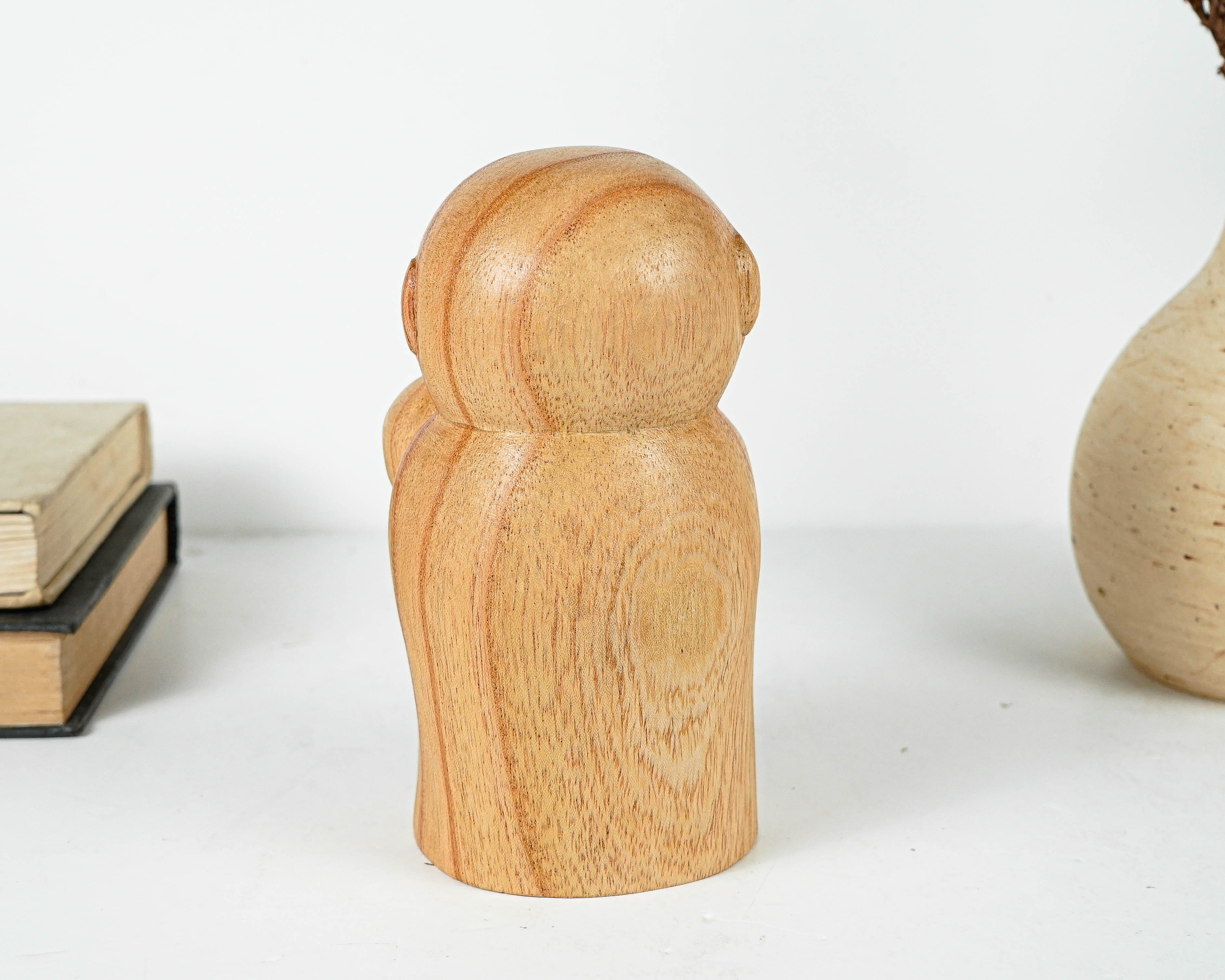 Mother and Son Jizo Statue, Buddha Sculpture, Wood Figurine, Wooden Jizo, Office Decor, Handcrafted Gift, Table Decoration, New Mom Gift
