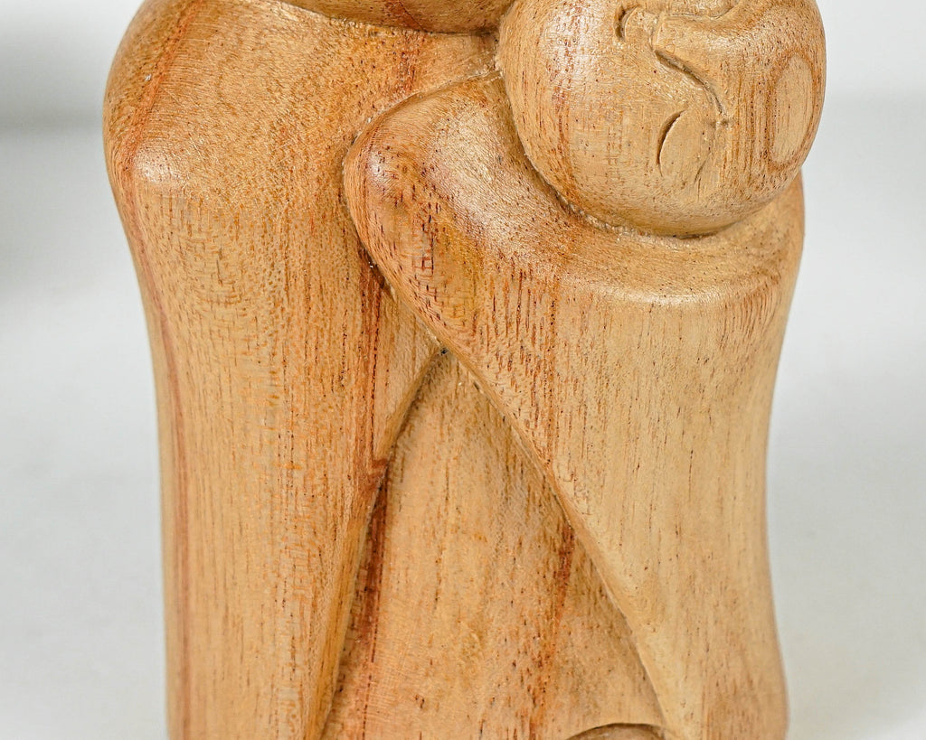 Mother and Son Jizo Statue, Buddha Sculpture, Wood Figurine, Wooden Jizo, Office Decor, Handcrafted Gift, Table Decoration, New Mom Gift