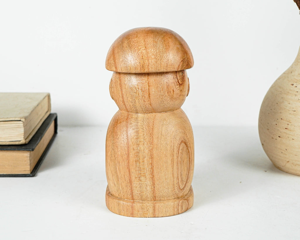 Jizo Wearing Cap Statue, Buddha Sculpture, Wood Figurine, Wooden Jizo, Praying, House Warming, Namasthe, Room Decoration, Gift for Him