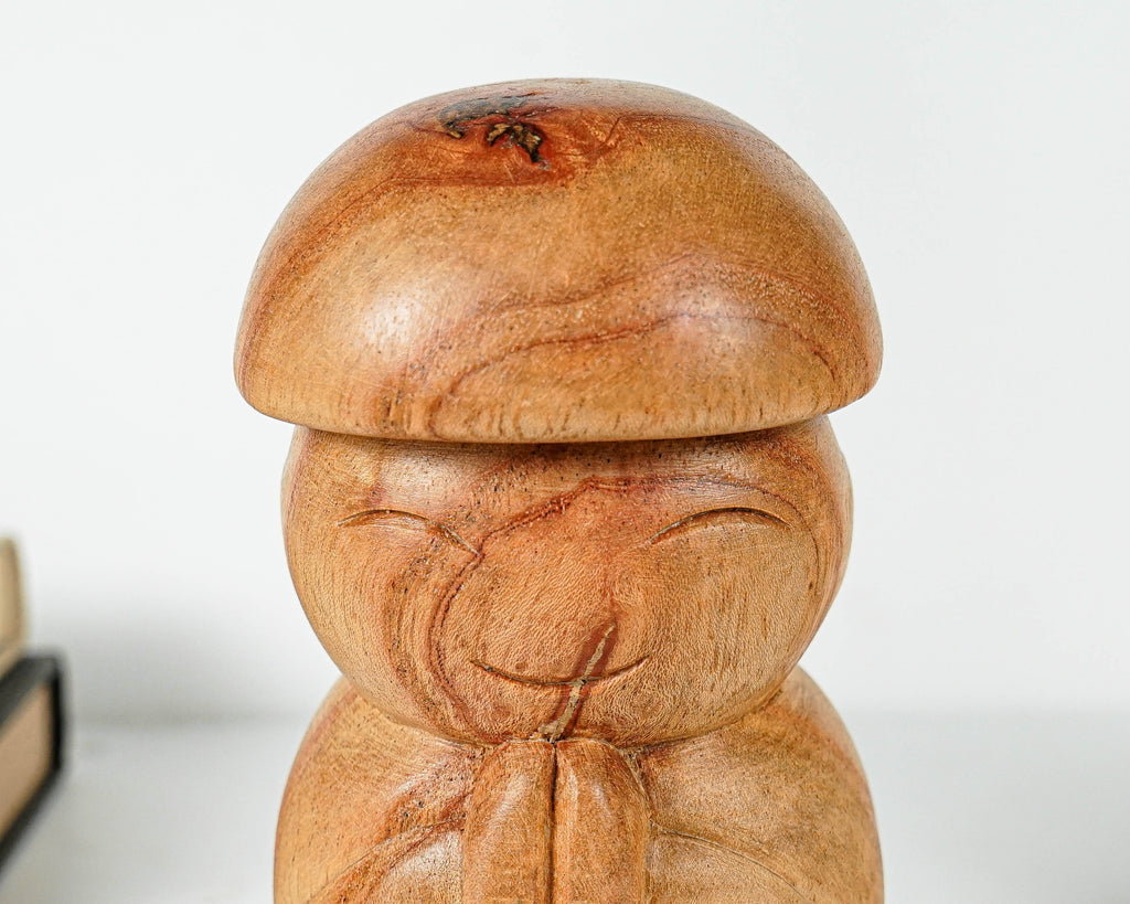 Jizo Wearing Cap Statue, Buddha Sculpture, Wood Figurine, Wooden Jizo, Praying, House Warming, Namasthe, Room Decoration, Gift for Him