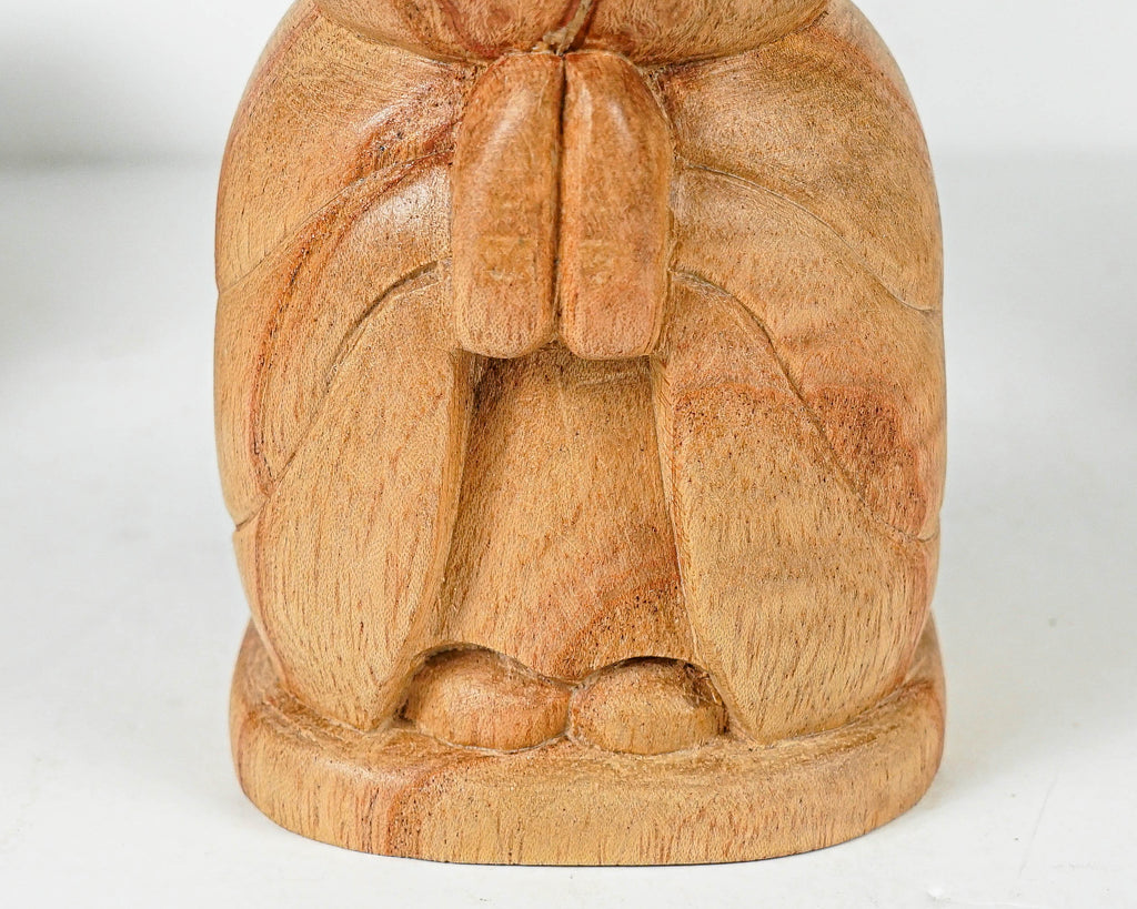 Jizo Wearing Cap Statue, Buddha Sculpture, Wood Figurine, Wooden Jizo, Praying, House Warming, Namasthe, Room Decoration, Gift for Him
