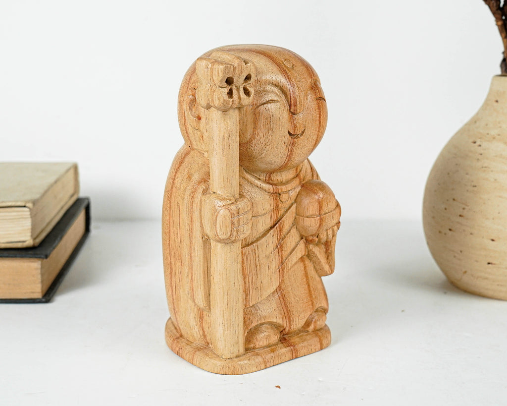 Bhikshu Jizo Statue, Buddha Sculpture, Wood Figurine, Meditation, Wooden Jizo, Gift for Friend, Interior Decoration, Grandfather Gift