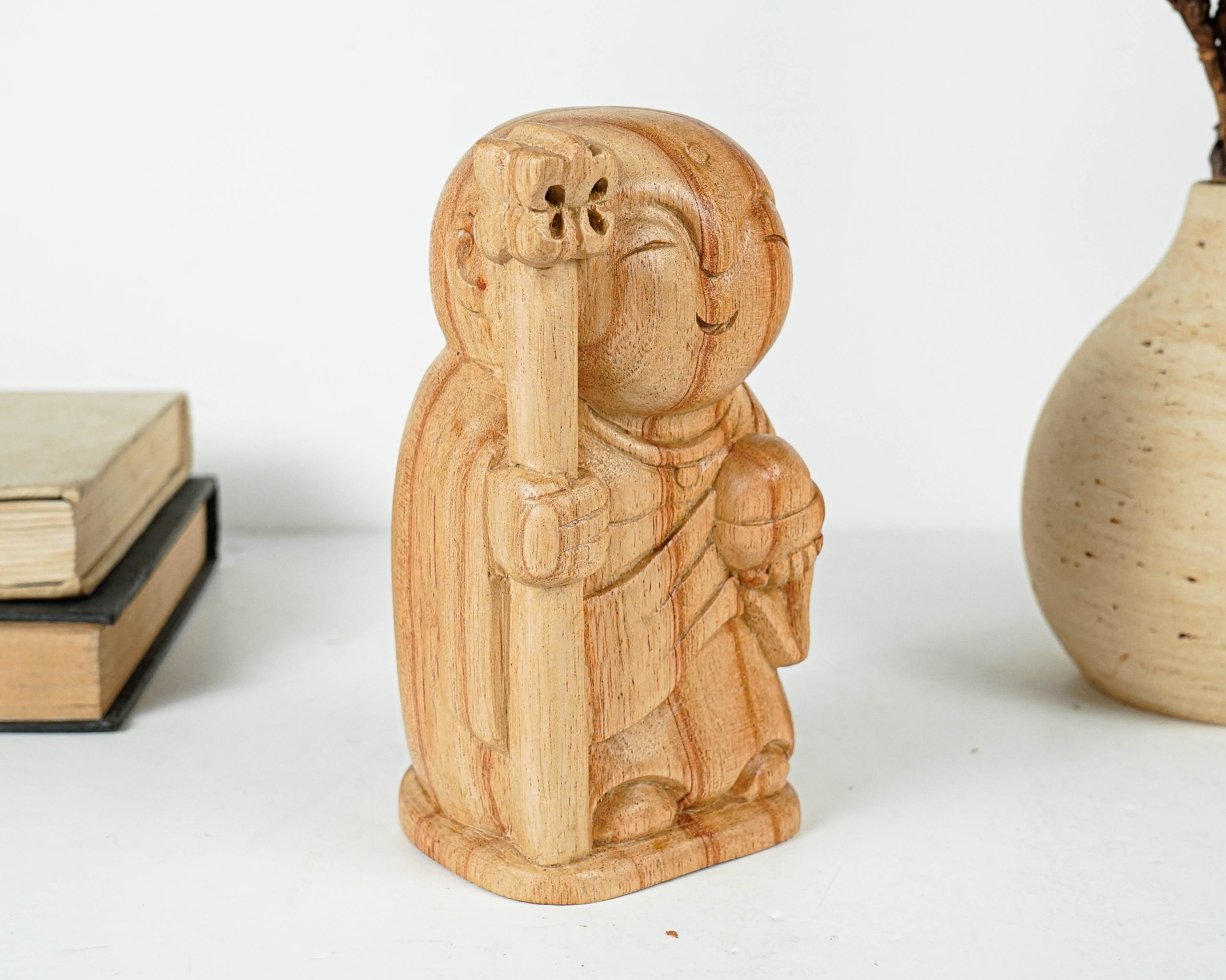 Bhikshu Jizo Statue, Buddha Sculpture, Wood Figurine, Meditation, Wooden Jizo, Gift for Friend, Interior Decoration, Grandfather Gift