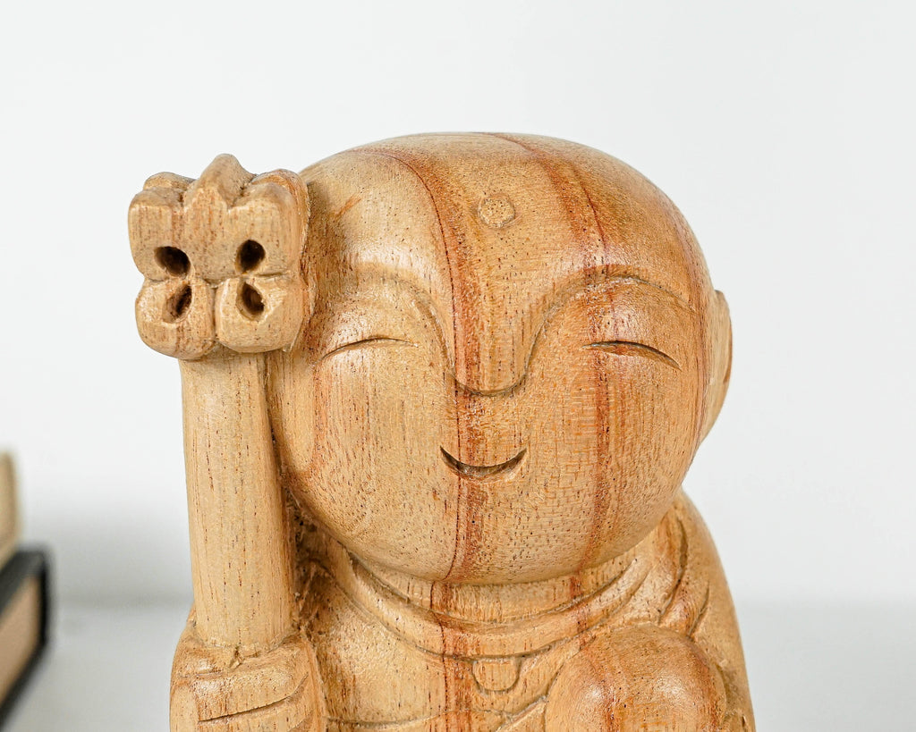 Bhikshu Jizo Statue, Buddha Sculpture, Wood Figurine, Meditation, Wooden Jizo, Gift for Friend, Interior Decoration, Grandfather Gift