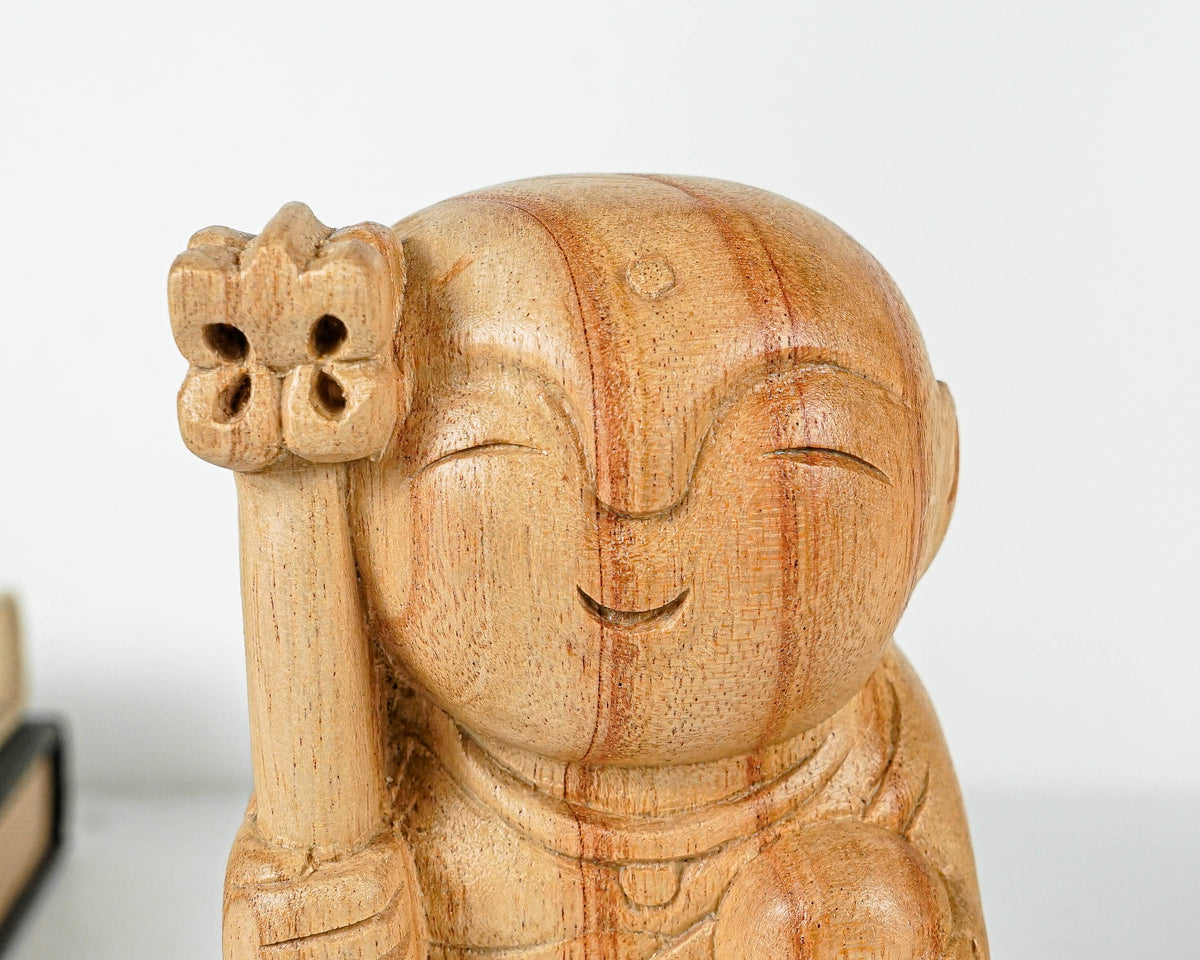 Bhikshu Jizo Statue, Buddha Sculpture, Wood Figurine, Meditation, Wooden Jizo, Gift for Friend, Interior Decoration, Grandfather Gift