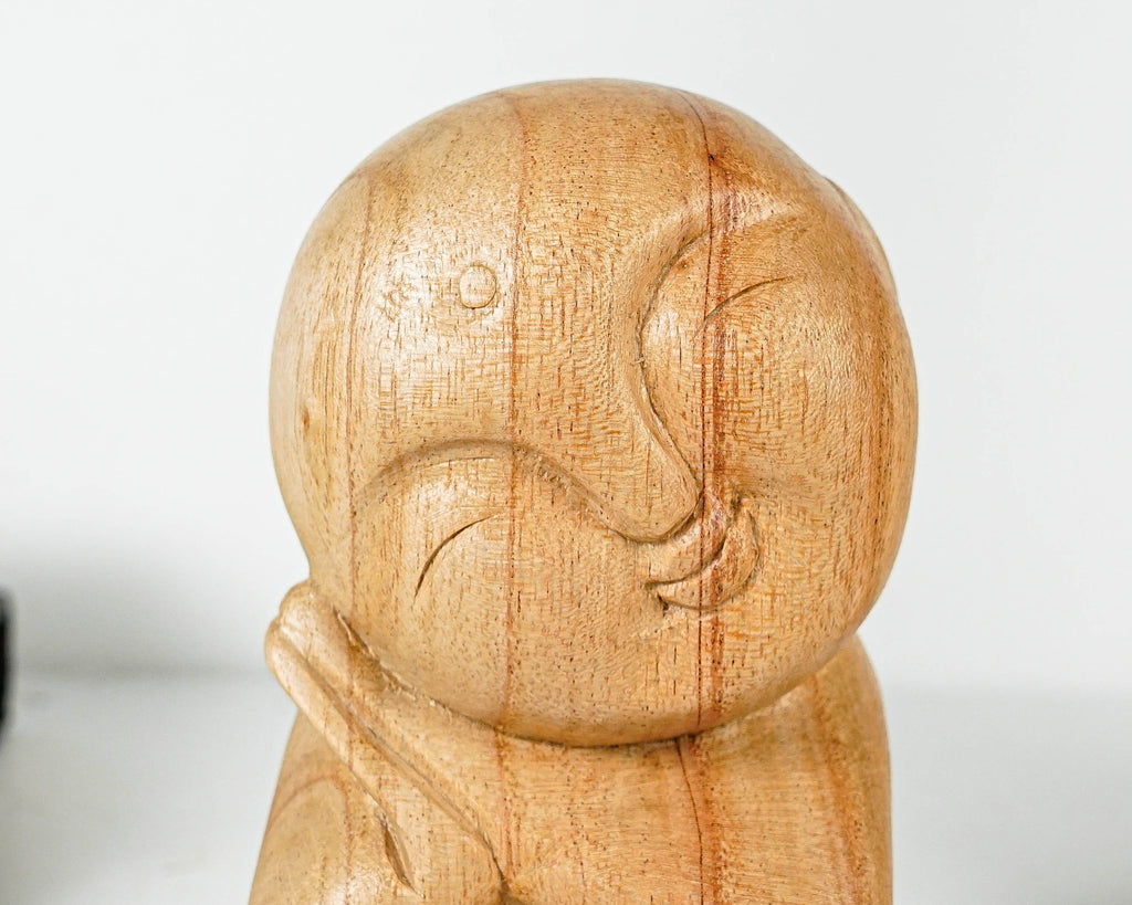 Sleeping Jizo Statue, Buddha Sculpture, Wood Figurine, Unique, Wooden Jizo, Praying, Meditation Decoration, Handcrafted, Grandfather Gift