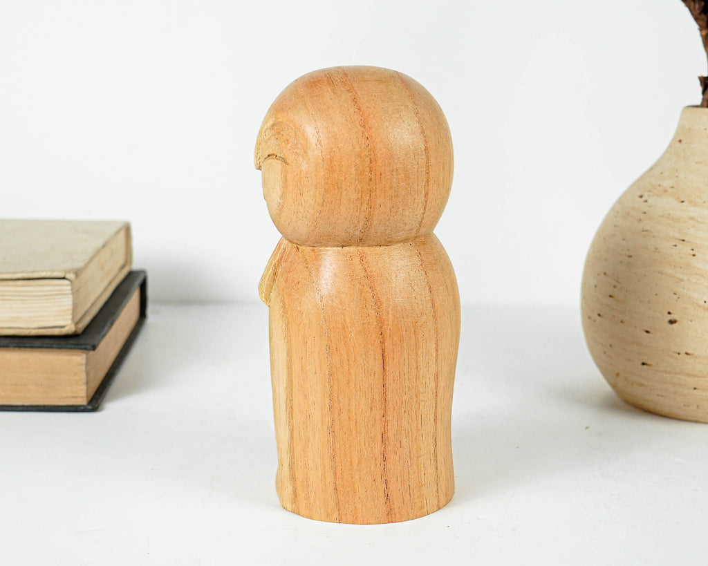 Wooden Jizo Statue, Buddha Sculpture, Wood Figurine, Meditation, Unique Ornament, Handmade, Wood Carving, Gift for Her, Housewarming Gift