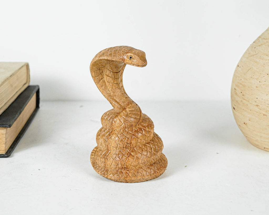 Wooden Cobra Sculpture, Snake, Reptile Ornament, Snake Collector, Handmade Decor, Tropical Decor, Housewarming, Mother Gift, Gift for friend