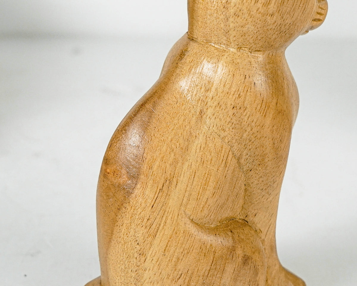 Cute Cat Wooden Sculpture, Unique Wood Carving, Wood Base, Miniature Statue, Animal, Figurine, Room Decor, Gift for Him, Gift for Sister