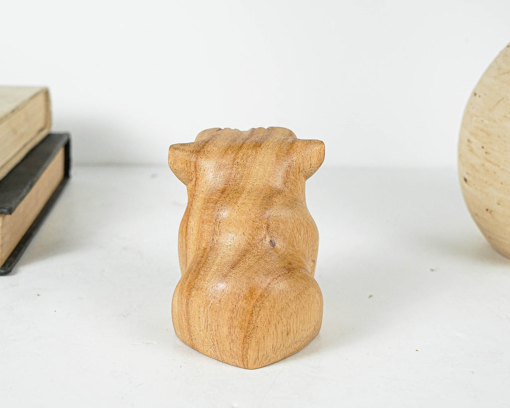 Sitting Bulldog Sculpture, Dog Statue, Animal, Natural Piece, Wooden Base, Unique Statue, Figurine, Room Decor, Nursery Decor, Gift for Son