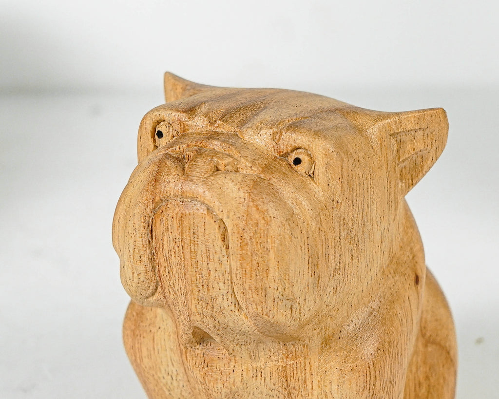 Sitting Bulldog Sculpture, Dog Statue, Animal, Natural Piece, Wooden Base, Unique Statue, Figurine, Room Decor, Nursery Decor, Gift for Son