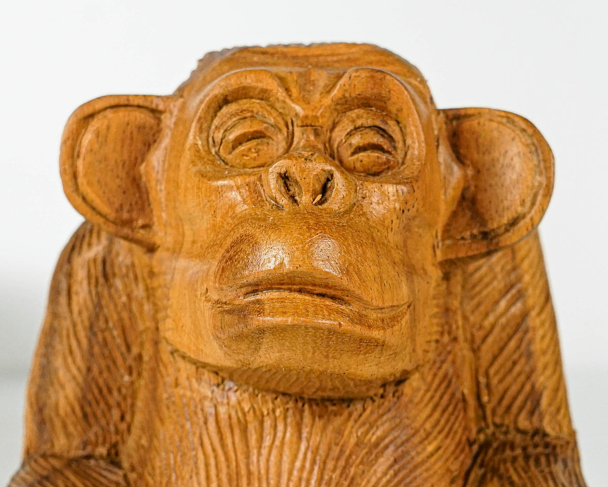 Meditating Monkey Sculpture, Animal, Yoga, Carving, Wooden Base, Housewarming, Meditation Statue, Figurine, Interior Decor, Gift for Her