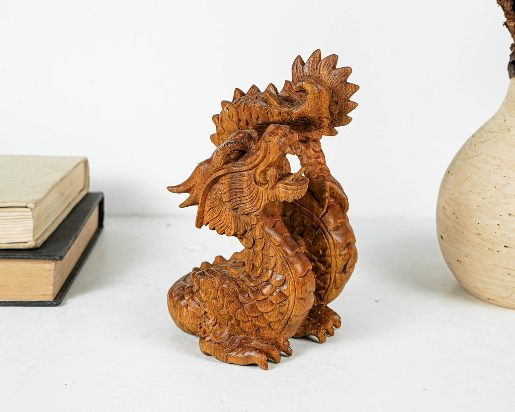 Wooden Dragon Statue, Unique Sculpture, Chinese Dragon, Mystical Animal, Handmade Decor, Art, Table Decor, Gift for Him, Gift for friend