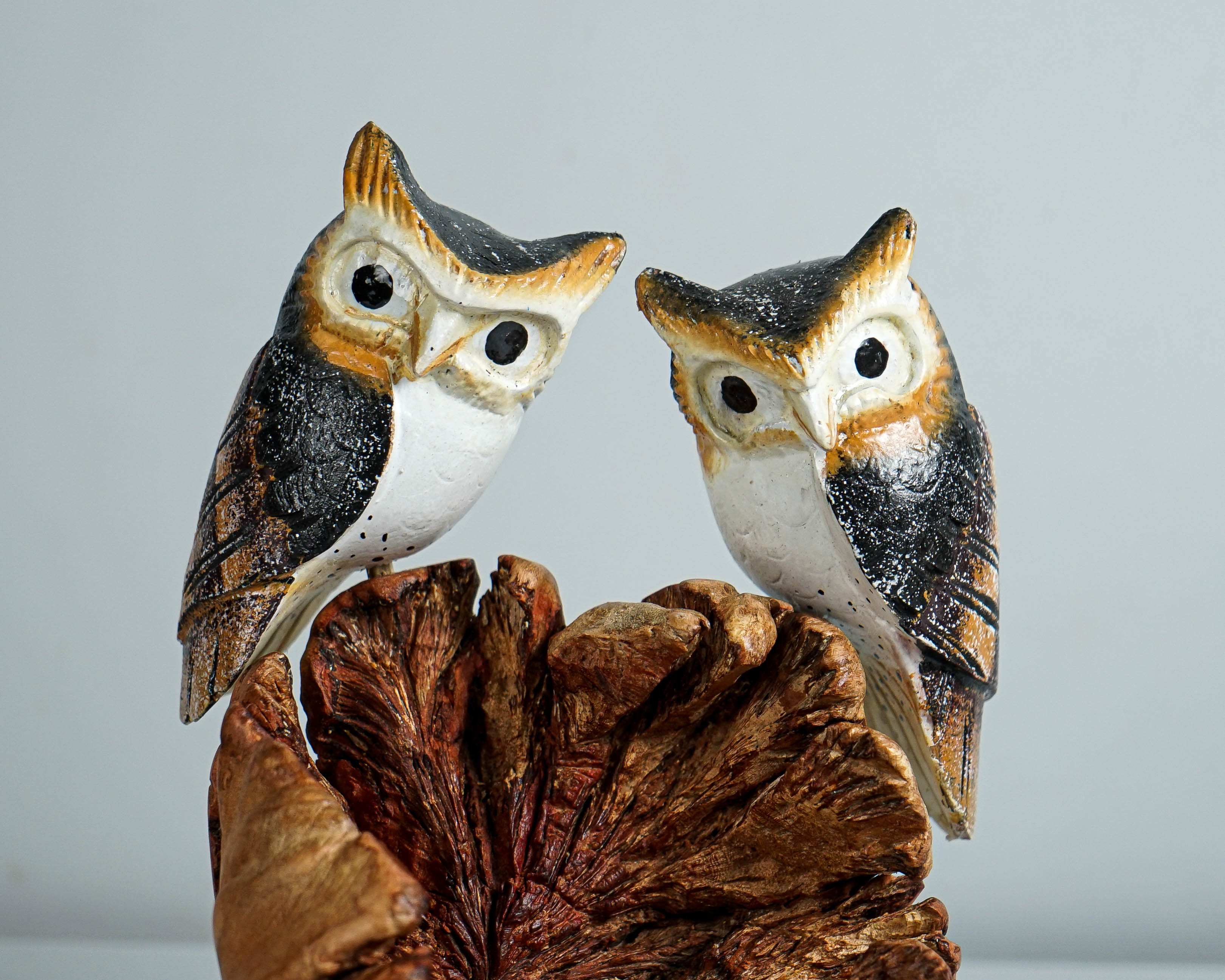 Colorful Couple Owl Statue, Real Looking Owl, Bird Ornament, Handpainted Owl, Colorful Art, Housewarming, Wedding Decor, Valentines Gifts