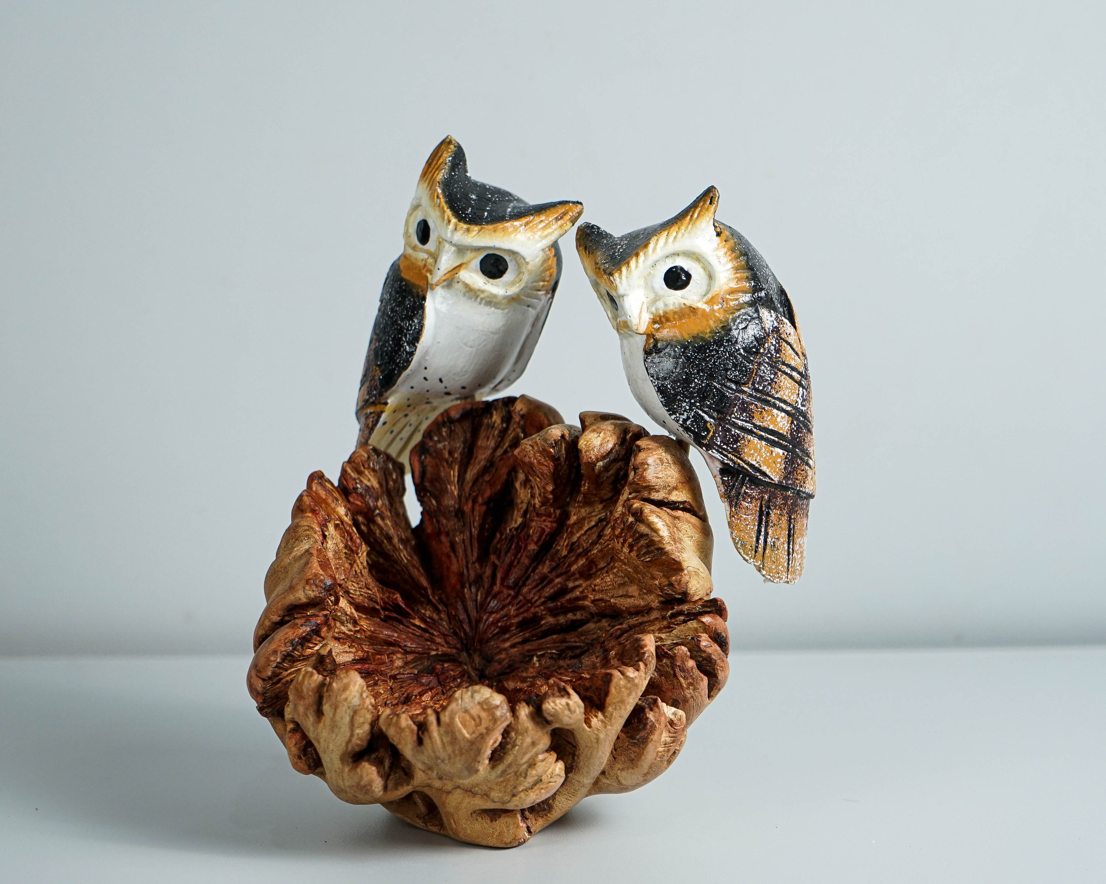 Colorful Couple Owl Statue, Real Looking Owl, Bird Ornament, Handpainted Owl, Colorful Art, Housewarming, Wedding Decor, Valentines Gifts