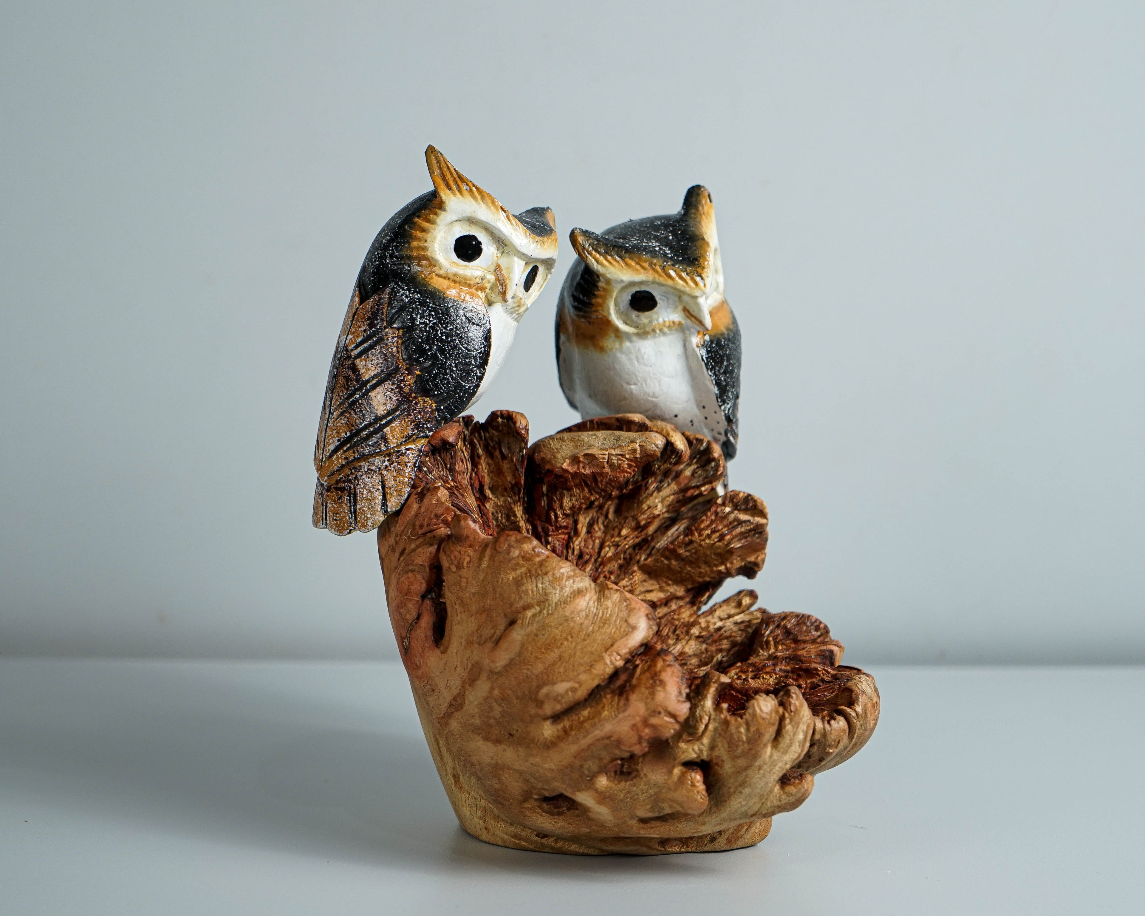 Colorful Couple Owl Statue, Real Looking Owl, Bird Ornament, Handpainted Owl, Colorful Art, Housewarming, Wedding Decor, Valentines Gifts
