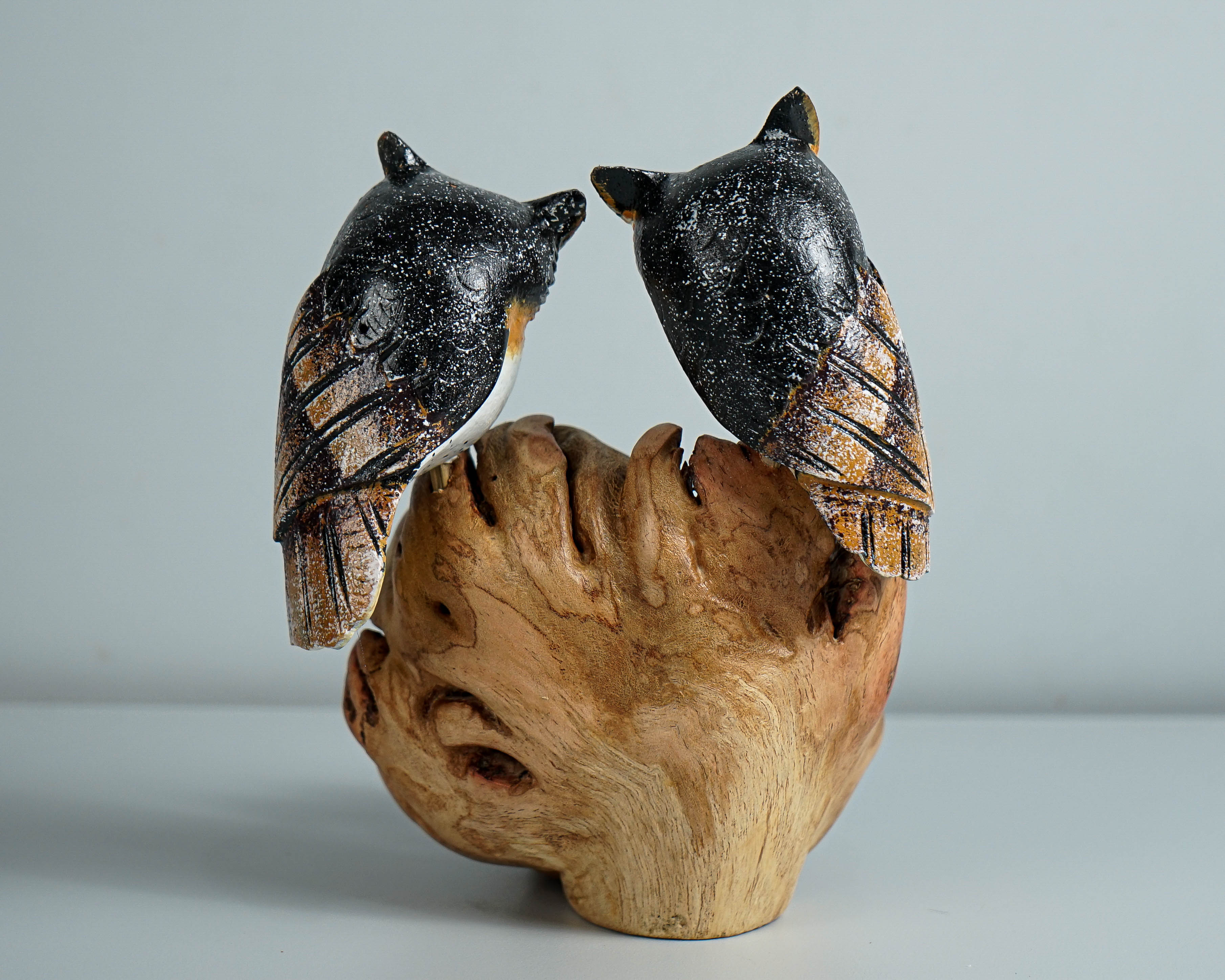 Colorful Couple Owl Statue, Real Looking Owl, Bird Ornament, Handpainted Owl, Colorful Art, Housewarming, Wedding Decor, Valentines Gifts