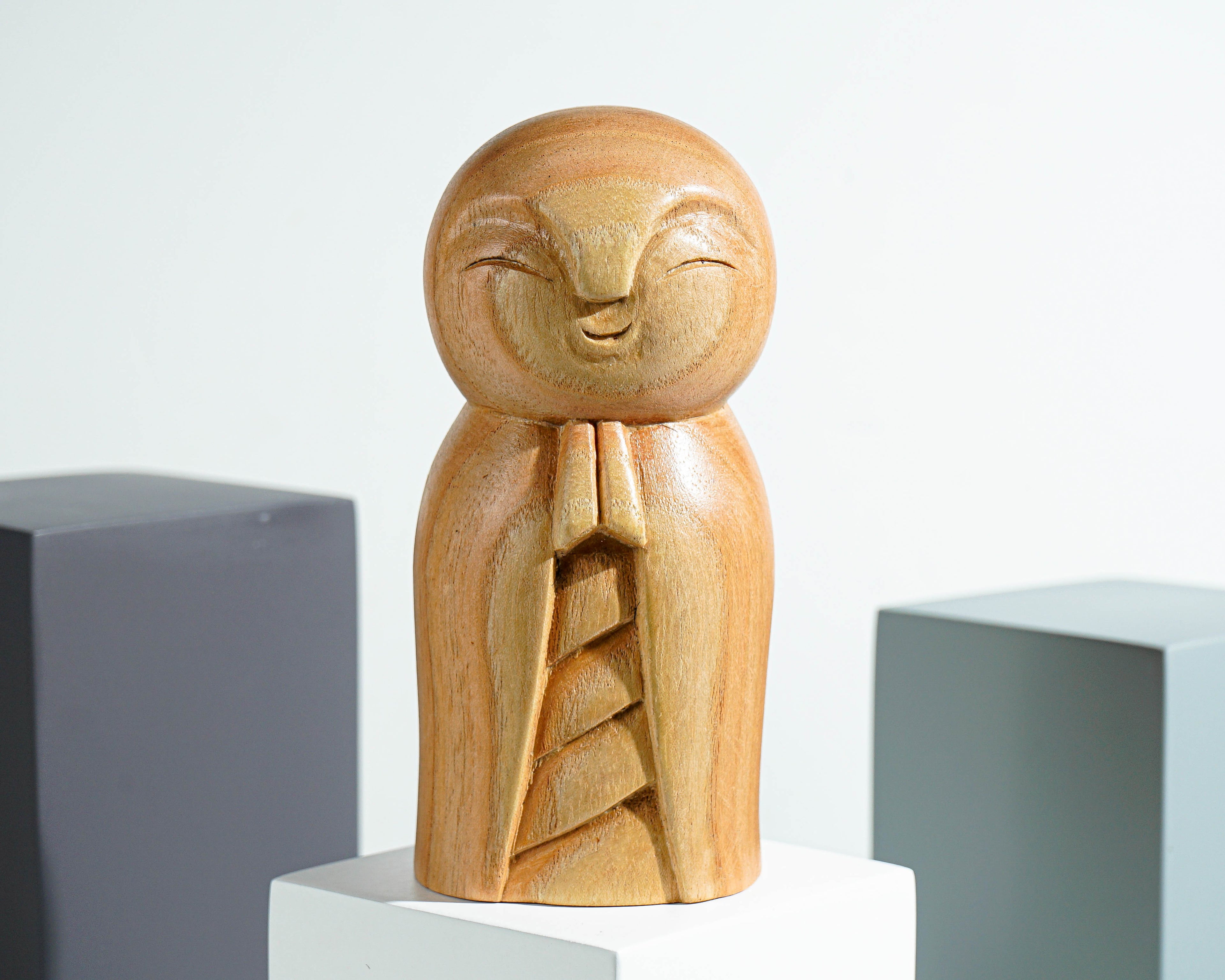 Wooden Jizo Statue, Buddha Sculpture, Wood Figurine, Meditation, Unique Ornament, Handmade, Wood Carving, Gift for Her, Housewarming Gift
