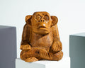 Meditating Monkey Sculpture, Animal, Yoga, Carving, Wooden Base, Housewarming, Meditation Statue, Figurine, Interior Decor, Gift for Her