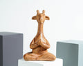 Meditating Giraffe Sculpture, Animal, Yoga, Wood Carving, Wooden Base, Meditation Statue, Figurine, Handmade, Office Decor, Appreciated Gift