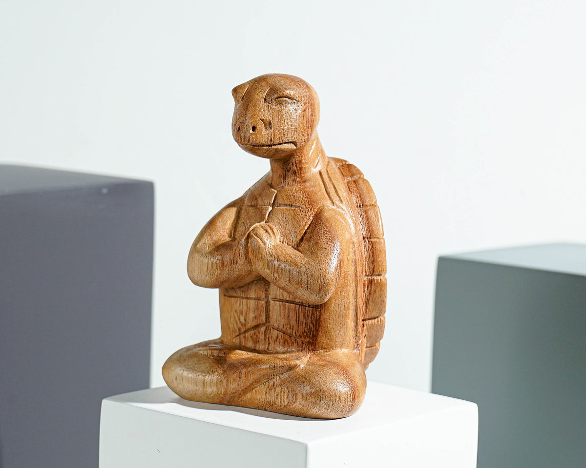 Meditating Turtle Sculpture, Animal, Yoga, Wood Carving, Nature, Handmade Turtle, Meditation Statue, Figurine, Birthday Gift, Gift for Her