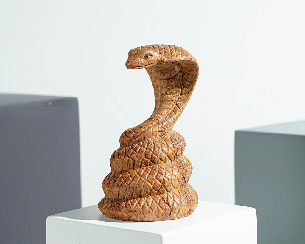 Wooden Cobra Sculpture, Snake, Reptile Ornament, Snake Collector, Handmade Decor, Tropical Decor, Housewarming, Mother Gift, Gift for friend