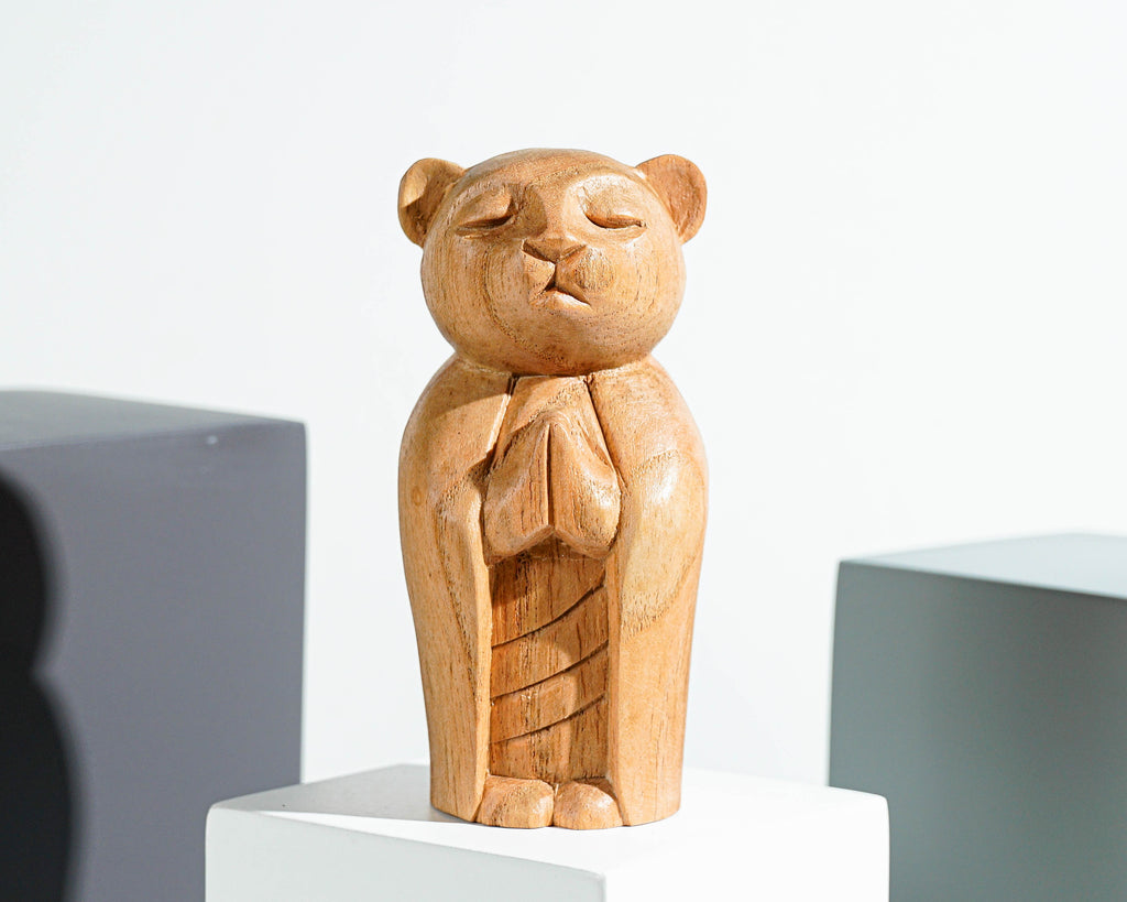 Mouse Jizo Statue, Buddha Sculpture, Wood Figurine, Unique, Wooden Jizo, Animal, Fortune, Gift for Mother, Office Décor, Gift for Her
