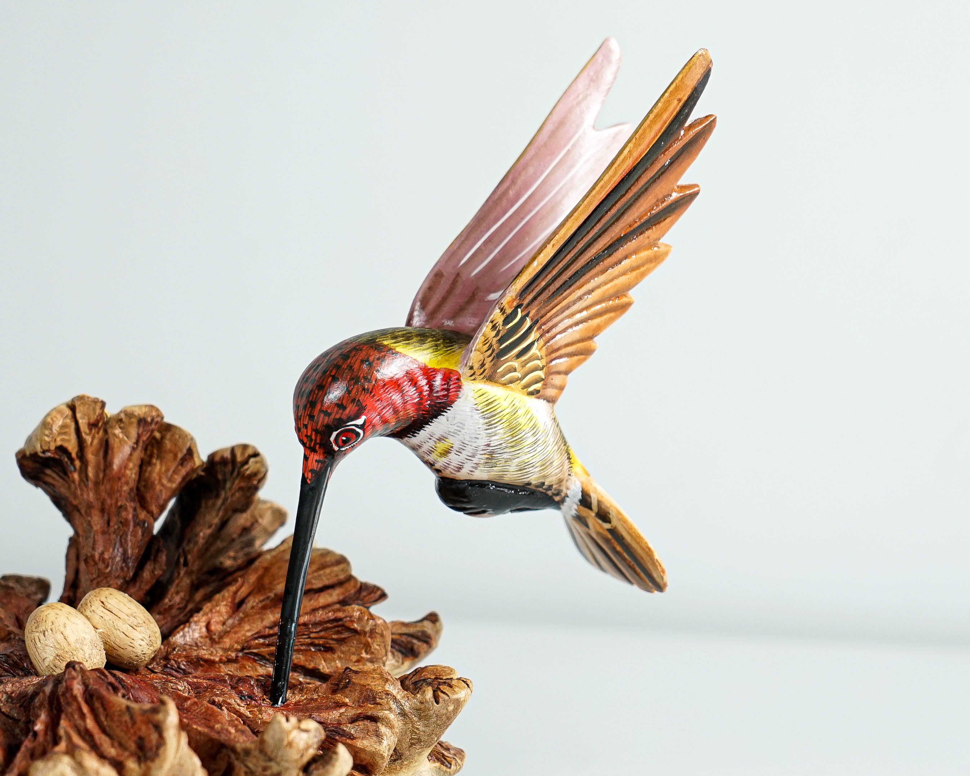 Couple Hummingbird Figurine, Bird Nest, Painted, Romantic, Couple Statue, Unique Sculpture, Colibri, Wedding Decoration, Anniversary Gift