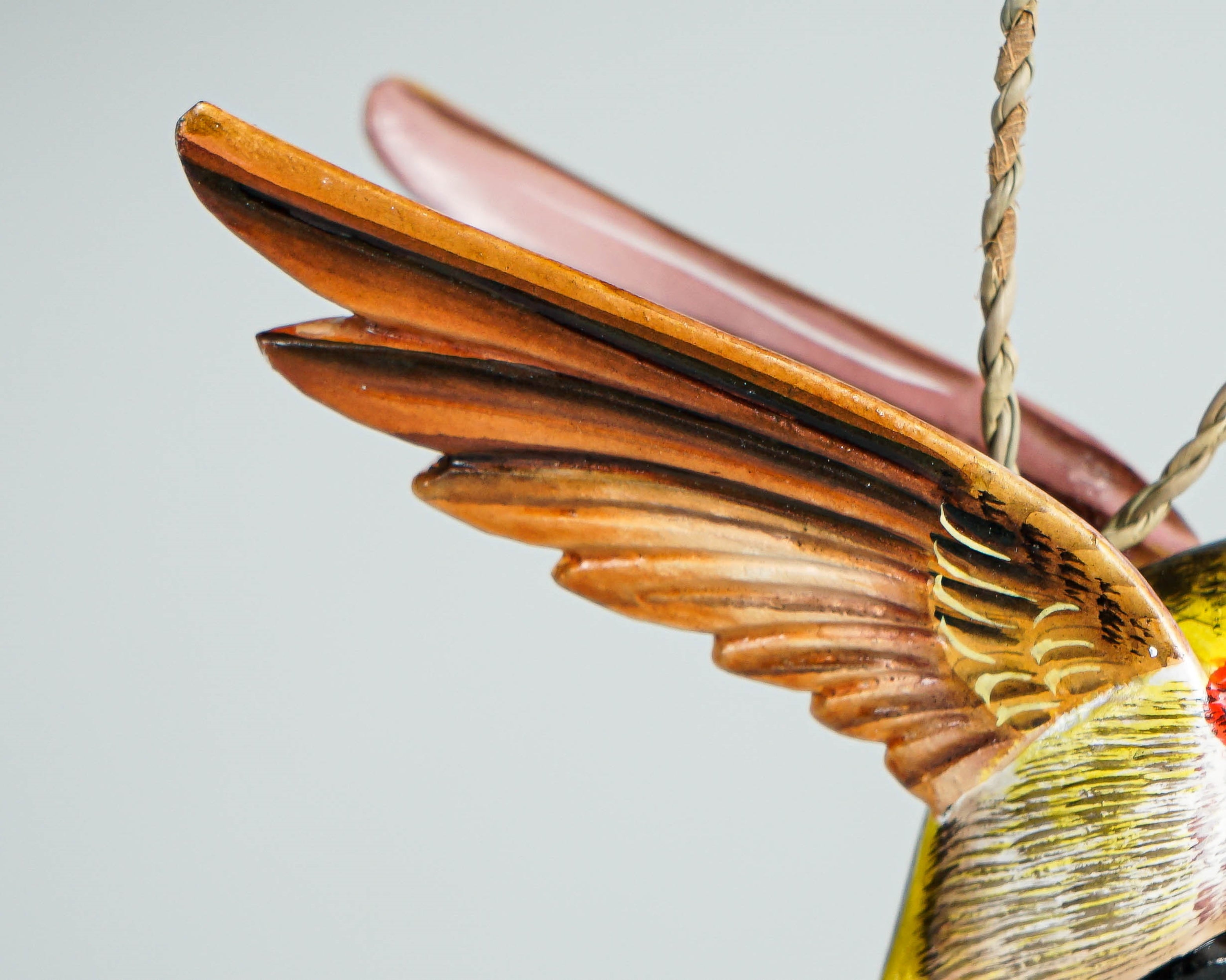 Colorful Hummingbird Statue, Hanging Sculpture, Wall Art, Painted Sculpture, Antique, Interior Decor, Wood Carving, Colibri, Gift for Him