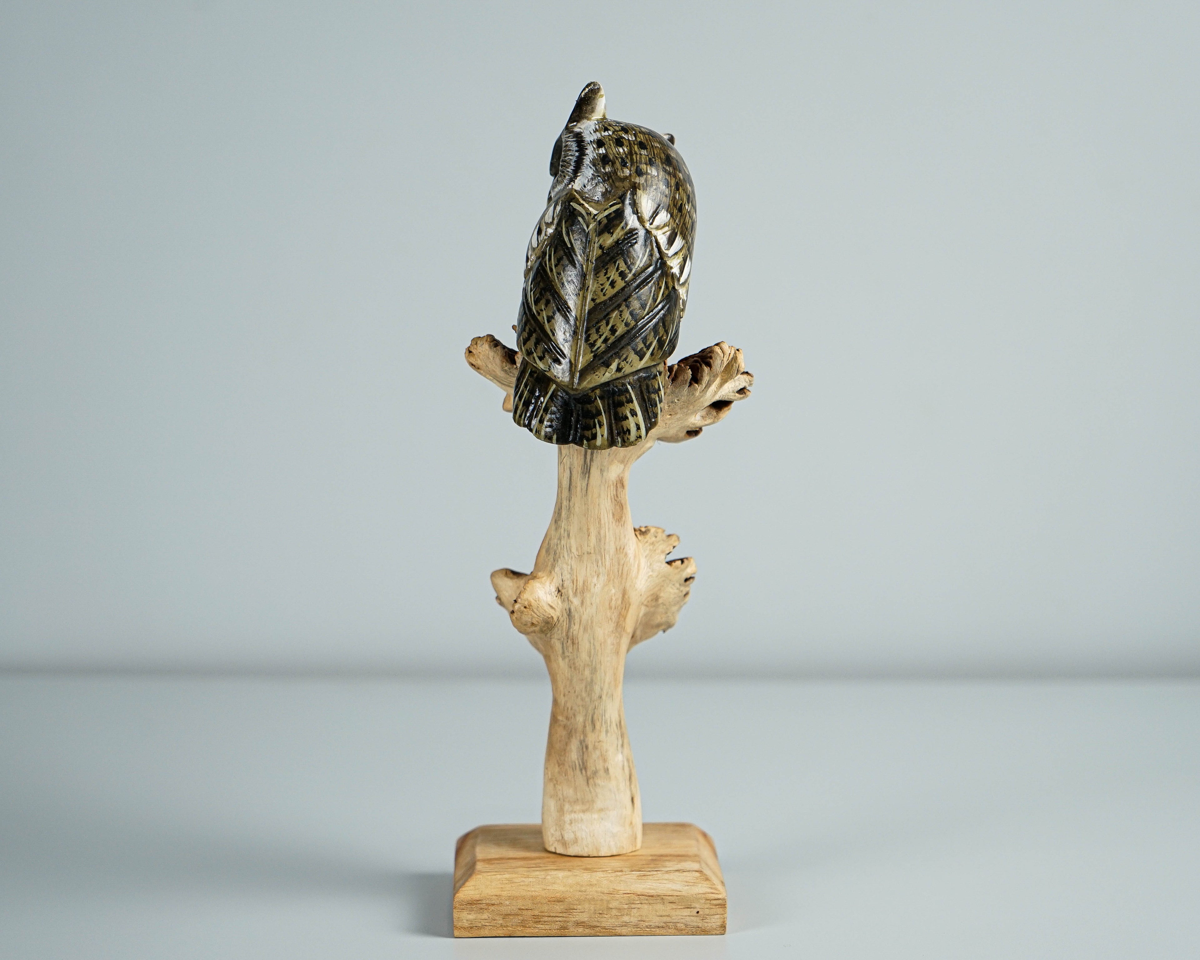 Eagle Owl on a Tree Branch, Painted Figurine, Colorful Art, Wooden Ornament, Unique Sculpture, Handpainted, Office Decor, Birthday Gift