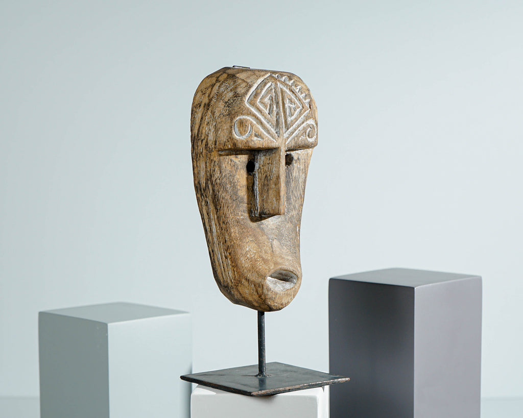 Timor tribal Mask, Wall Art, Antique, Primitive, Hanging Statue, Sculpture, Wood Carving, Boho Decor, Halloween Decor, Teacher Gift