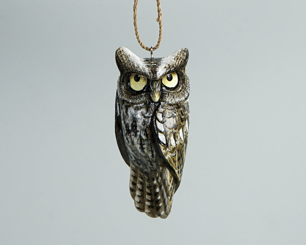 Eagle Owl Decoration,  Hanging Sculpture, Painted Sculpture, Handcrafted, Wood Carving, Bird, Wall Decor, Interior Decor, Gift for Him
