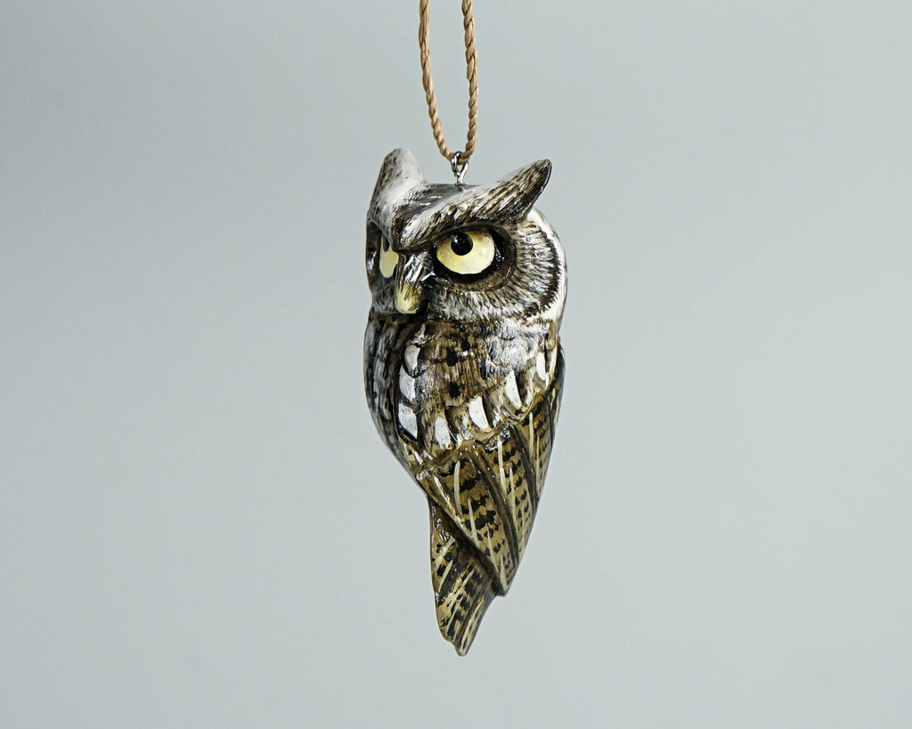 Eagle Owl Decoration,  Hanging Sculpture, Painted Sculpture, Handcrafted, Wood Carving, Bird, Wall Decor, Interior Decor, Gift for Him