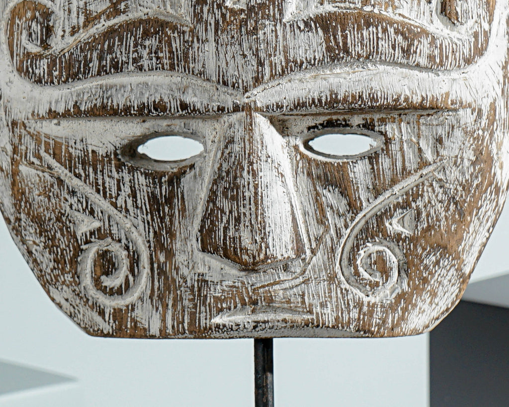 Wooden Traditional Mask Wall Decor, Mask on Stand, Statue, Halloween Decor, Hanging Sculpture, Wood Carving, Home Decoration, Memorial Gift