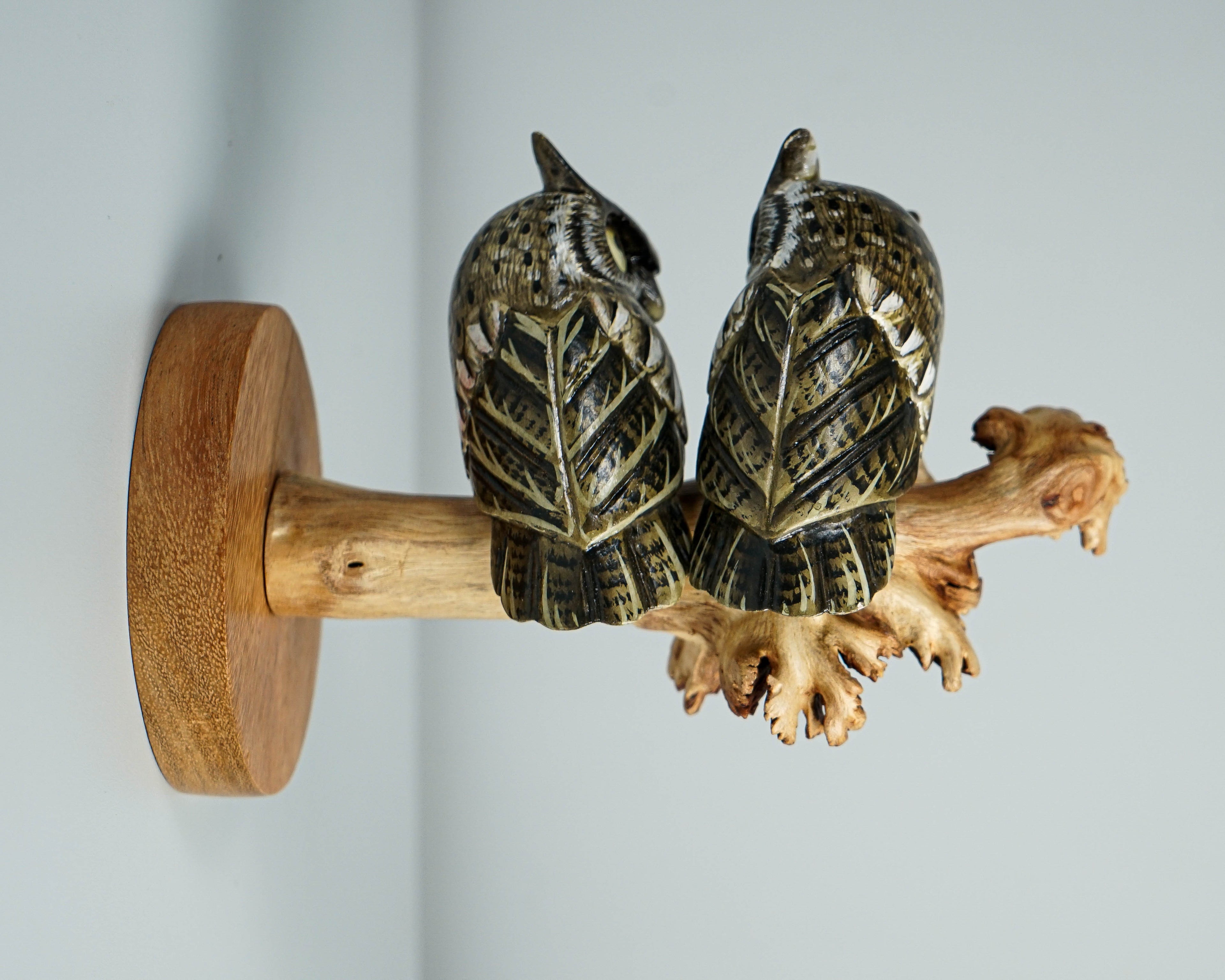 Owl Couple on a Tree Branch Wall Decor, Wall Art, Painted Figurine, Colorful, Romantic, Wooden Ornament, Couple Decor, Wedding Gift