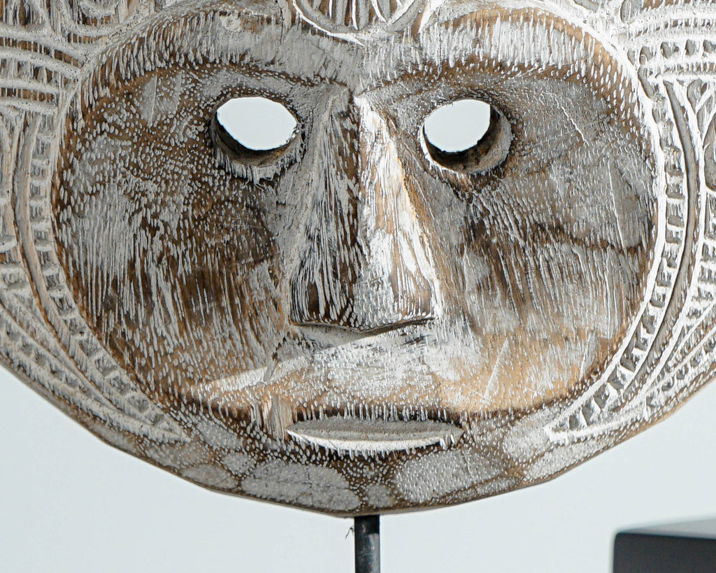 Round Mask of Timor, Primitive, Wall Decor, Wood Carving, Hanging Statue, Handcrafted, Living Room Décor, Halloween Decor, Memorial Gift