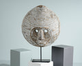 Round Mask of Timor Wall Art, Mask on Stand, Traditional Art, Hanging Figurine, Wall Decor, Unique, Halloween Decoration, Memorial Gift