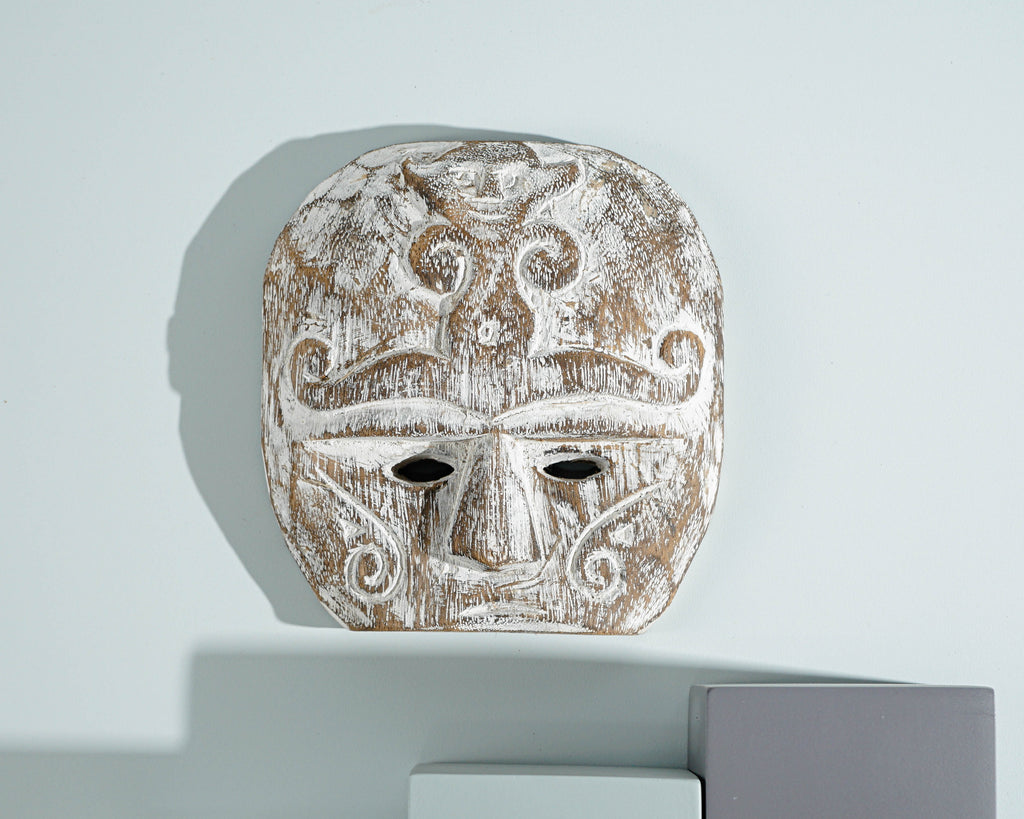 Wooden Traditional Mask Wall Decor, Mask on Stand, Statue, Halloween Decor, Hanging Sculpture, Wood Carving, Home Decoration, Memorial Gift