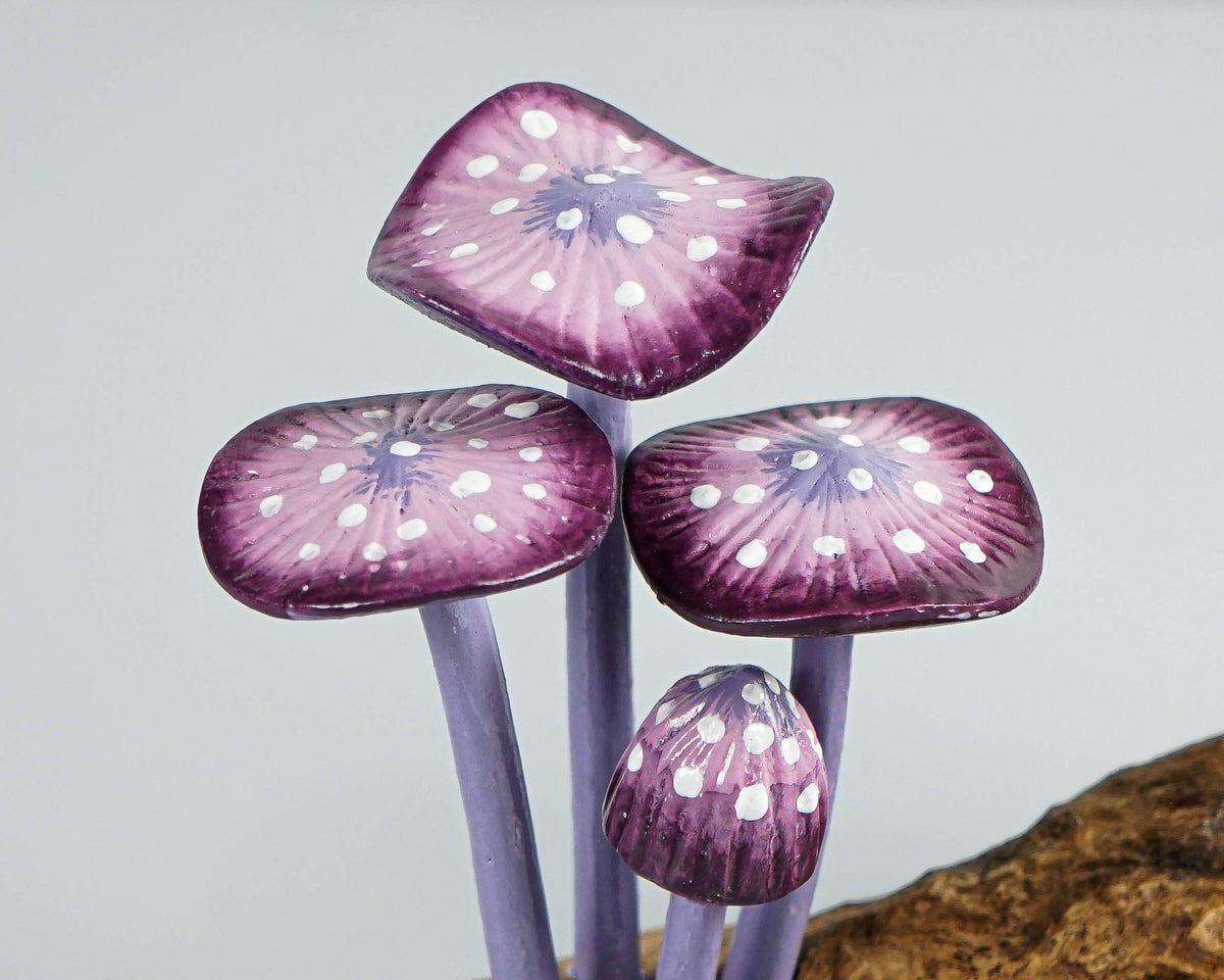 Purple Mushroom Sculpture, Unique Statue, Handicraft, Wood Carving, Magical, Woodland, Bedroom Decoration, Gift for Him, Gift for daughter