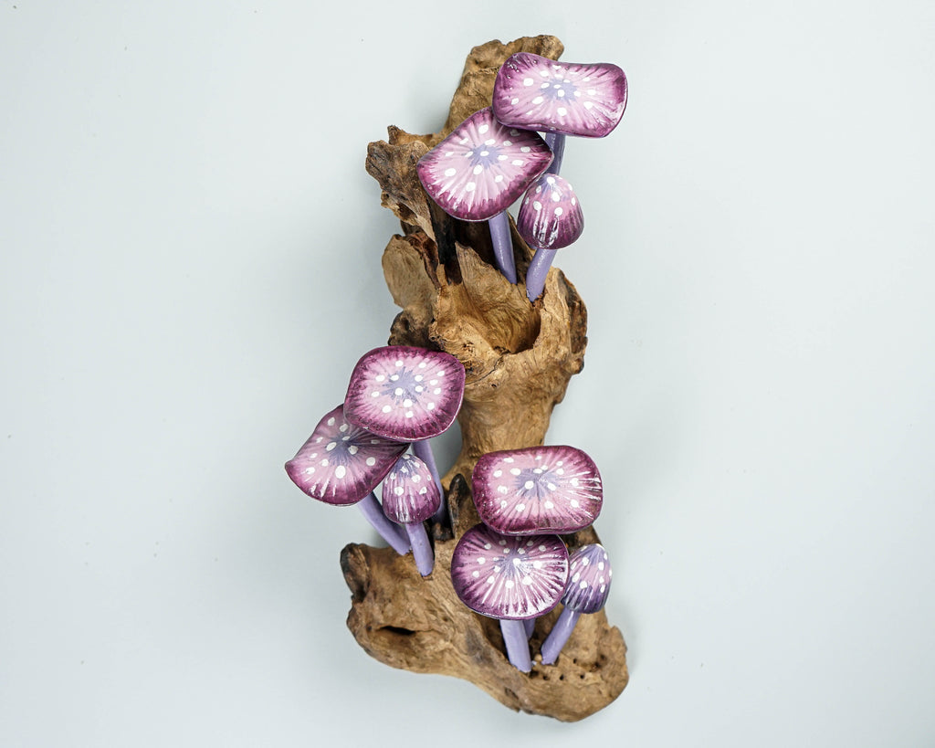 Purple Hanging Mushroom Art, Wall Statue, Fairy Mushroom, Decorative, Woodland, Handmade Art, Forest, Living Room Decor, Memorial Gift