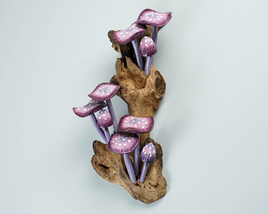 Purple Hanging Mushroom Art, Wall Statue, Fairy Mushroom, Decorative, Woodland, Handmade Art, Forest, Living Room Decor, Memorial Gift