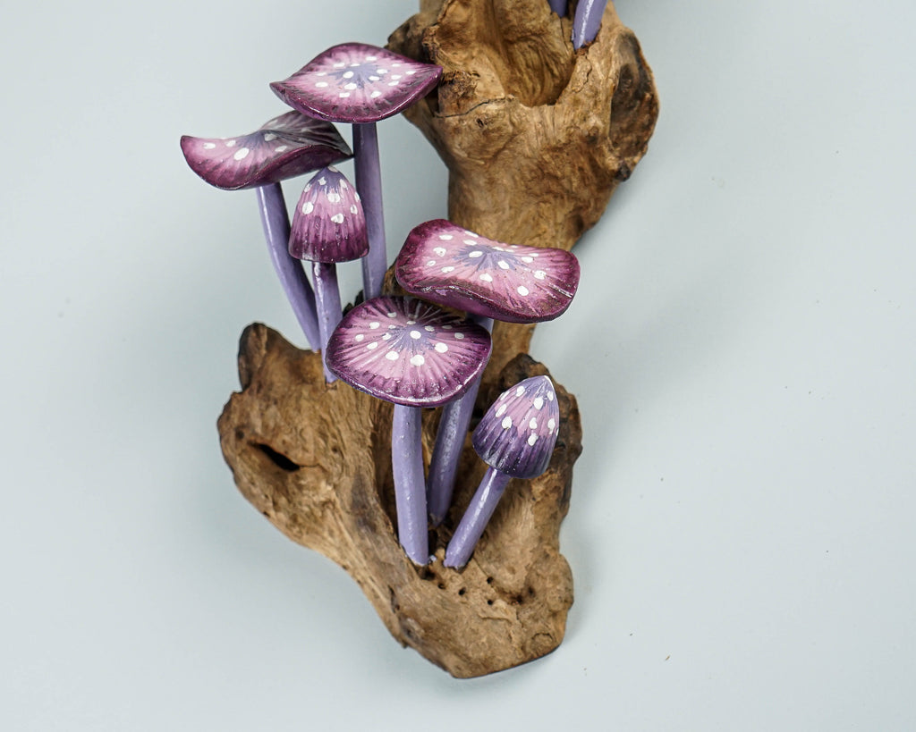 Purple Hanging Mushroom Art, Wall Statue, Fairy Mushroom, Decorative, Woodland, Handmade Art, Forest, Living Room Decor, Memorial Gift