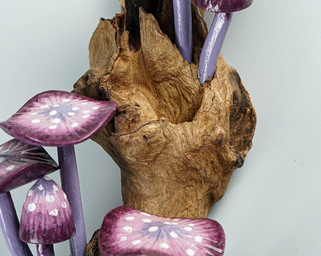 Purple Hanging Mushroom Art, Wall Statue, Fairy Mushroom, Decorative, Woodland, Handmade Art, Forest, Living Room Decor, Memorial Gift