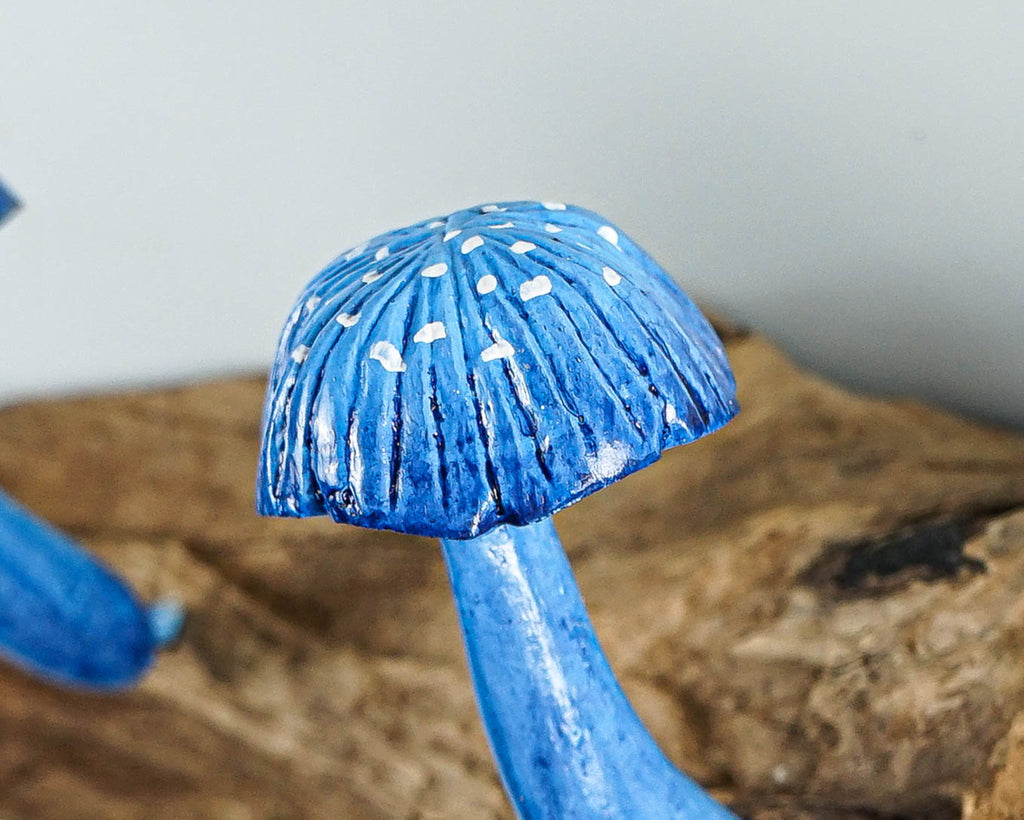 Blue Mushroom Wall Hook, Wooden Decor, Handcrafted, Art, Hand Painted, Jewelry Holder, Woodland, Storage, Rustic Decor, Appreciated Gift