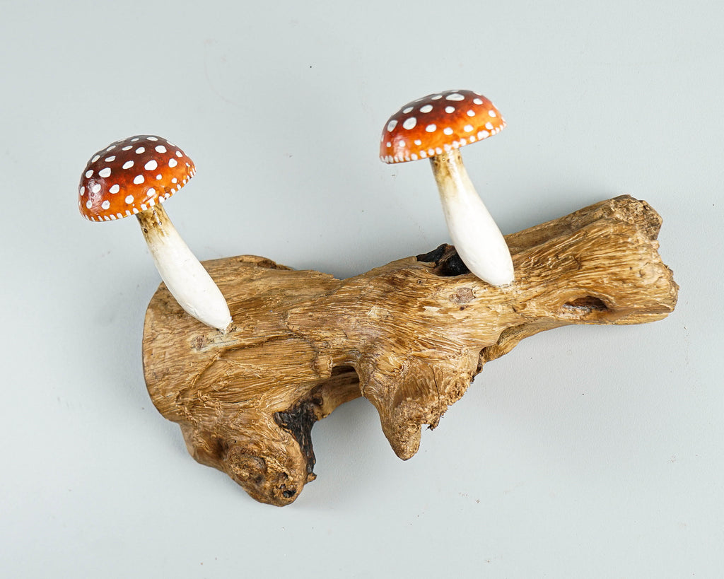 Red Mushroom Wall Hook, Wooden Decor, Amanita, Art Work, Natural Piece, Outdoor Patio, Jewelry Holder, House Decoration, Gift for Mom