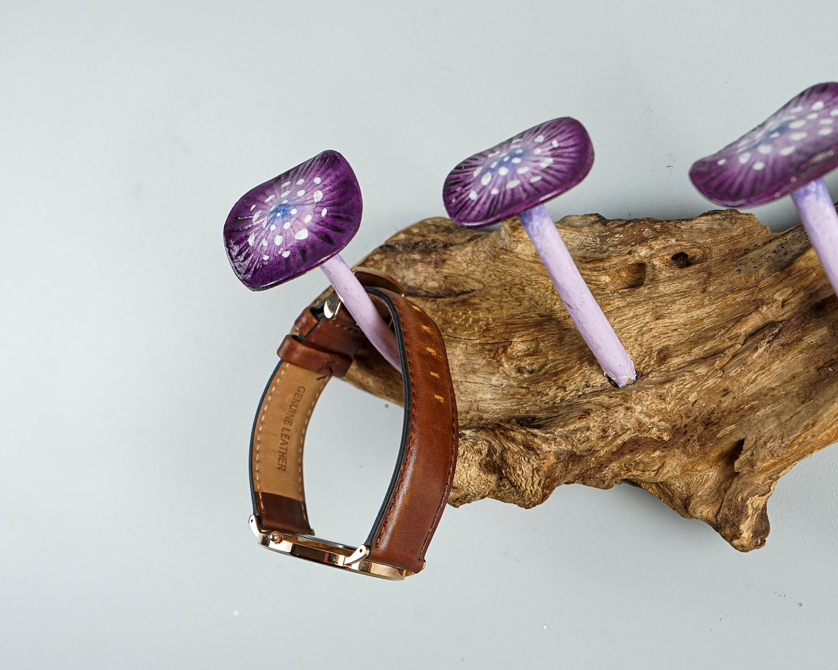 Purple Mushroom Wall Hook, Wooden Decor, Artwork, Handmade, Nature, Handcrafted, Key Holder, Interior Decor, Graduation Gifts for Him