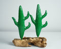 Green Cactus Statue, Couple, Wooden Sculpture, Painted, Saguero, Wood Carving, Bedroom Decoration, Bookshelf Decor, Best Gifts for Her