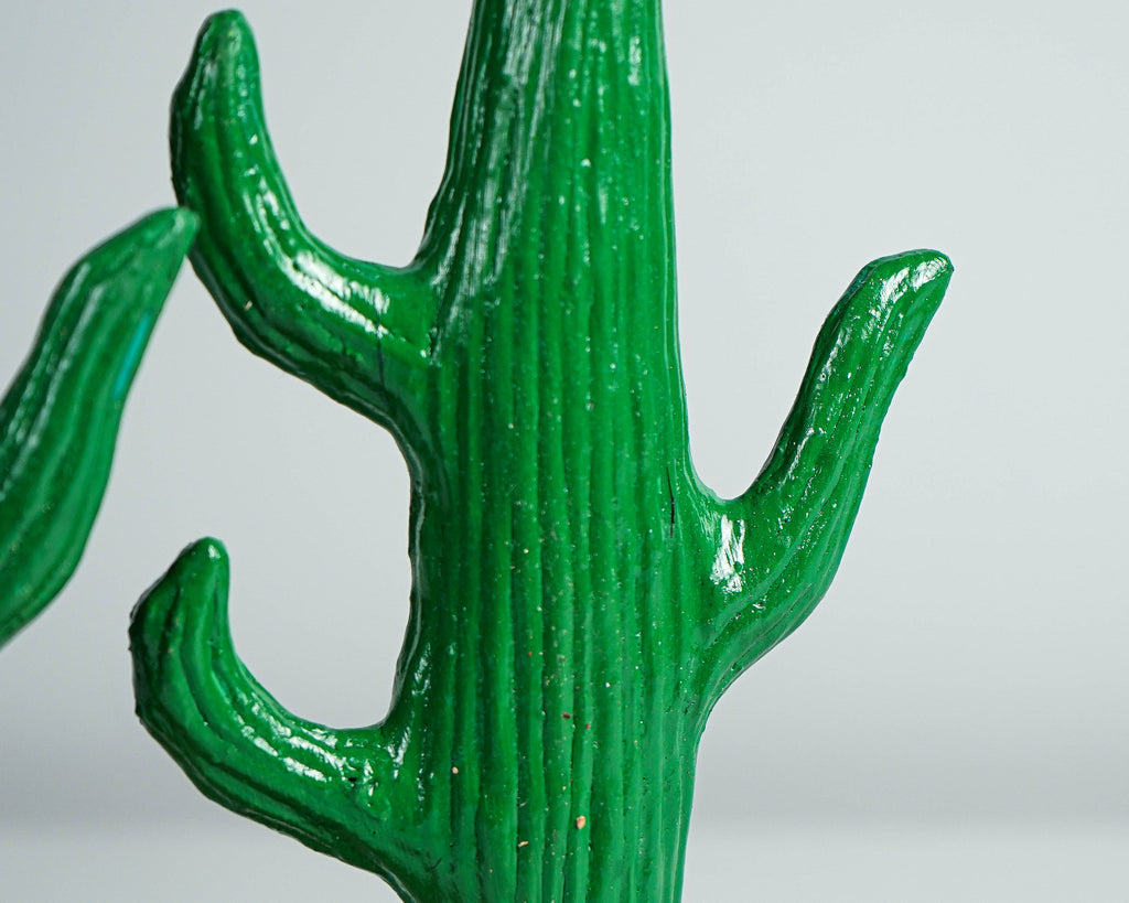 Green Cactus Statue, Couple, Wooden Sculpture, Painted, Saguero, Wood Carving, Bedroom Decoration, Bookshelf Decor, Best Gifts for Her