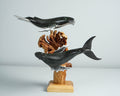 Black Humpback Whale Duo Statue, Wooden Art, Painted, Colorful Art, Unique Sculpture, Ocean Decor, Handmade Statue, Valentines Gift